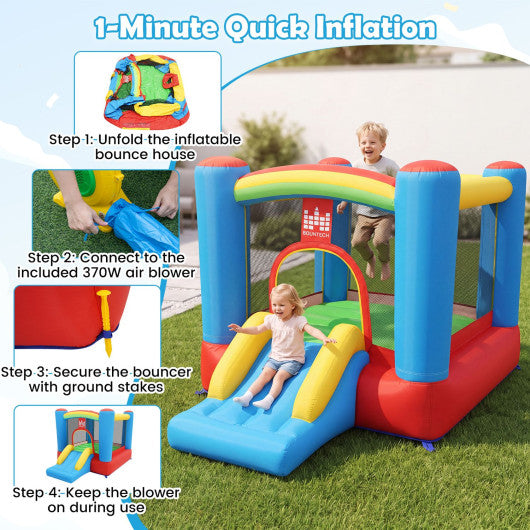 Rainbow Castle Inflatable Bounce House 370W Blower Included