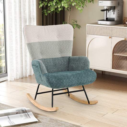 Nursery Rocking Chair with Ergonomic Armrests and High Backrest