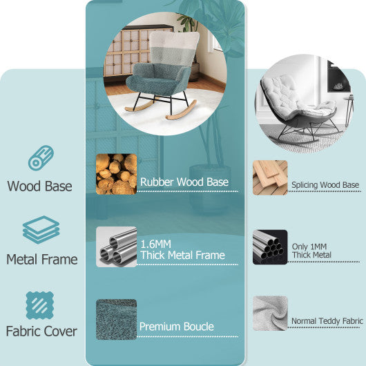 Nursery Rocking Chair with Ergonomic Armrests and High Backrest