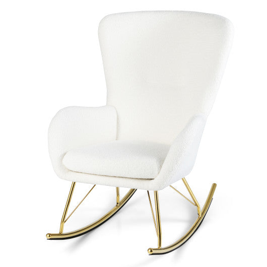 Nursery Rocking Chair with Curved Backrest and Armrests-White