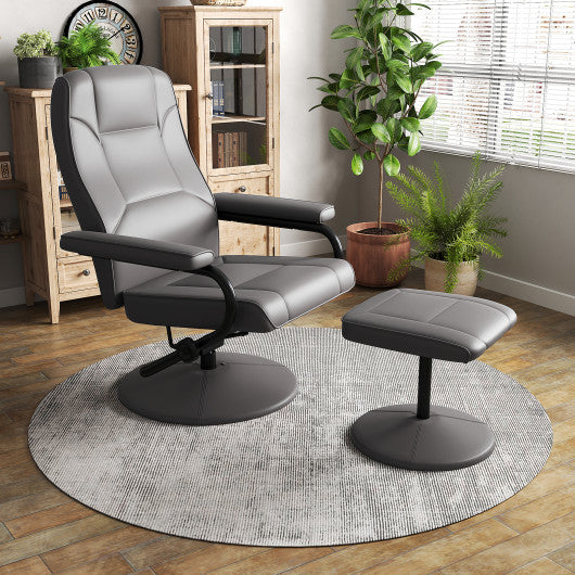 360¡ã Swivel Recliner Chair with Ottoman-Gray
