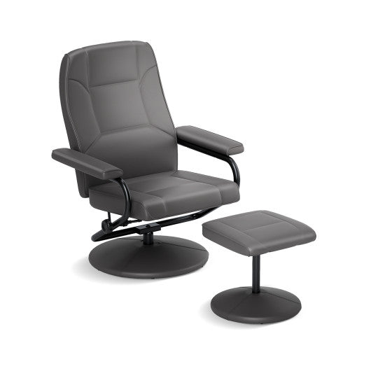 360¡ã Swivel Recliner Chair with Ottoman-Gray