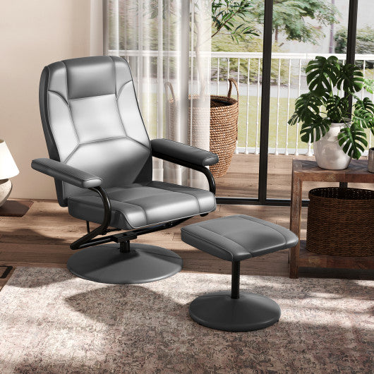 360¡ã Swivel Recliner Chair with Ottoman-Gray