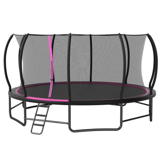 Outdoor Recreational Trampoline Giant Round Rebounder with Enclosure Net-Pink