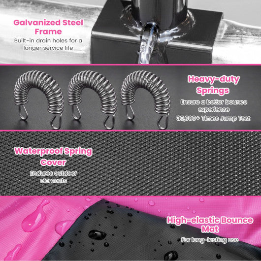 Outdoor Recreational Trampoline Giant Round Rebounder with Enclosure Net-Pink