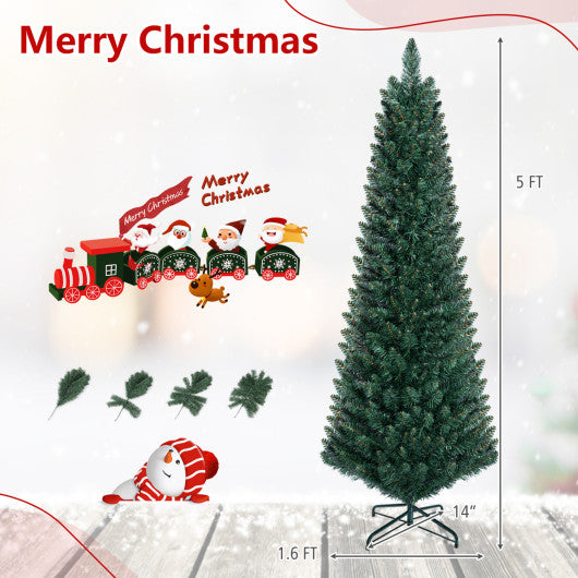 PVC Artificial Slim Pencil Christmas Tree-5 Feet