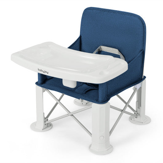 Portable Baby Booster Seat with Straps and Double Tray-Blue