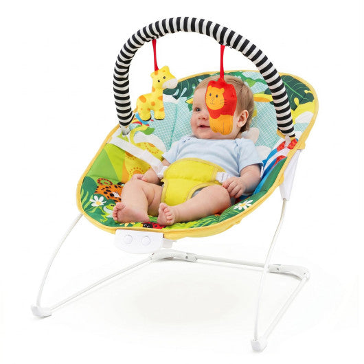Portable Baby Bouncer Infant Rocker Seat with Detachable Toy Bar-Green