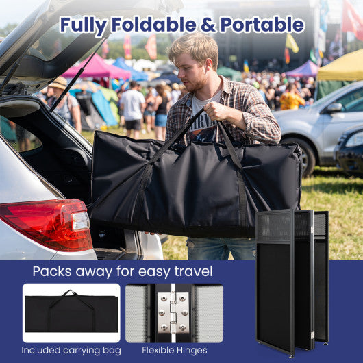 Portable DJ Booth with Adjustable Feet and Detachable Tabletop-Black