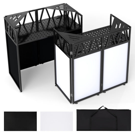 Portable DJ Booth with Black Scrims and Carrying Bag-Black
