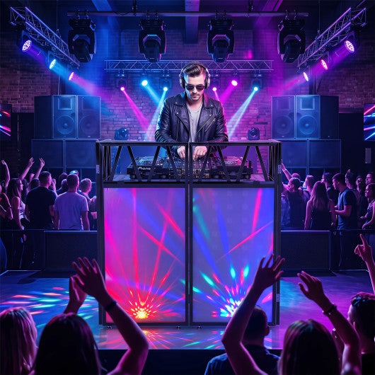 Portable DJ Booth with Black Scrims and Carrying Bag-Black