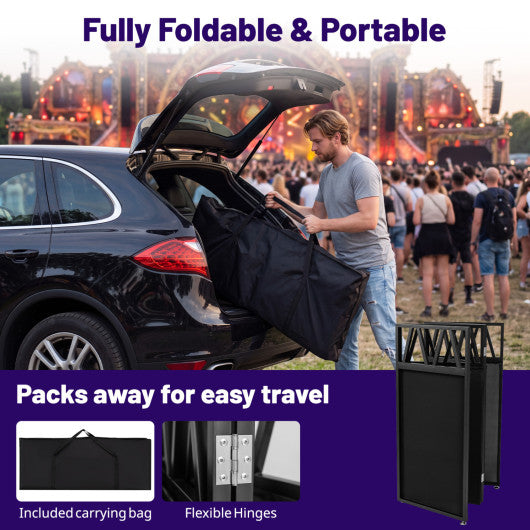 Portable DJ Booth with Black Scrims and Carrying Bag-Black