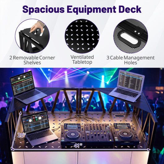 Portable DJ Booth with Black Scrims and Carrying Bag-Black