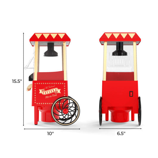 Retro Hot Air Popcorn Maker 1200W with Kernel Measuring Cup-Red