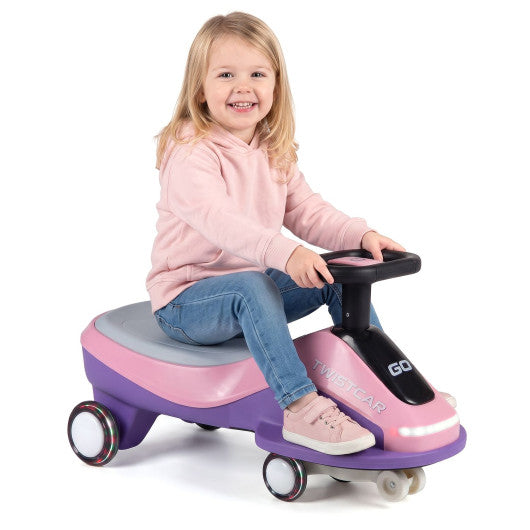 Ride On Car with Flashing Wheels Front Light and Music Speaker for Age 3+ Years Old-Pink