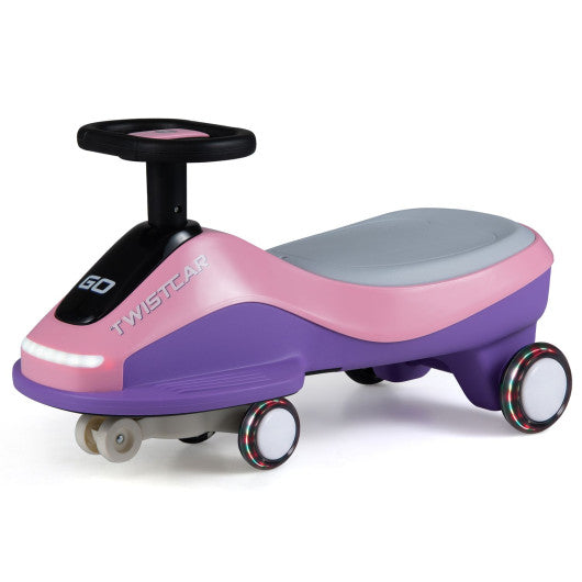 Ride On Car with Flashing Wheels Front Light and Music Speaker for Age 3+ Years Old-Pink
