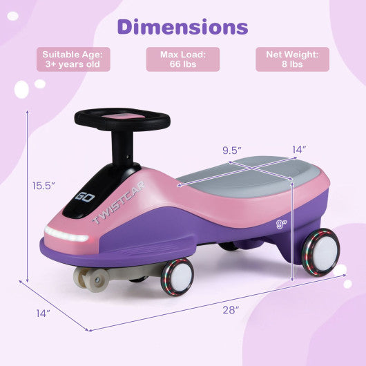 Ride On Car with Flashing Wheels Front Light and Music Speaker for Age 3+ Years Old-Pink