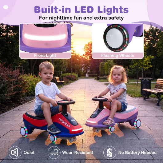 Ride On Car with Flashing Wheels Front Light and Music Speaker for Age 3+ Years Old-Pink