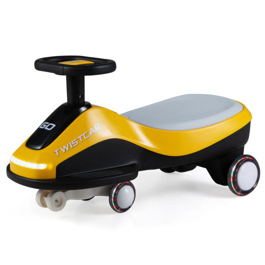 Ride On Car with Flashing Wheels Front Light and Music Speaker for Age 3+ Years Old-Yellow