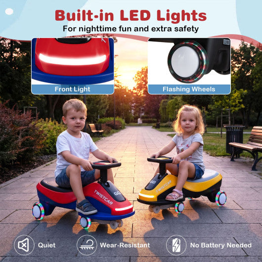 Ride On Car with Flashing Wheels Front Light and Music Speaker for Age 3+ Years Old-Red