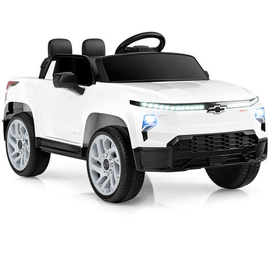 12V Ride on Car Truck Licensed Chevrolet with Remote Control Gift for 3+-White