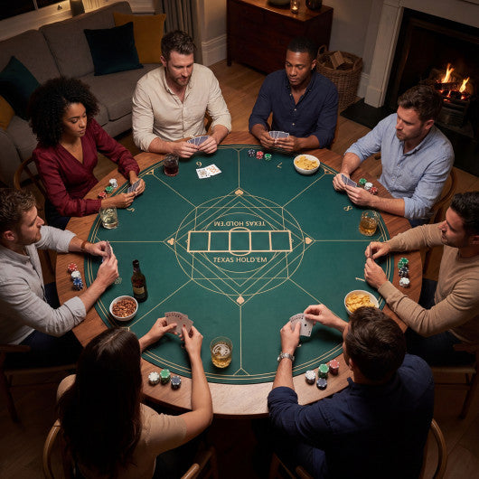 Round Poker Mat for Texas Hold'em 40 inch Portable Foldable Anti-Slip Rubber Base Table Layout-Green