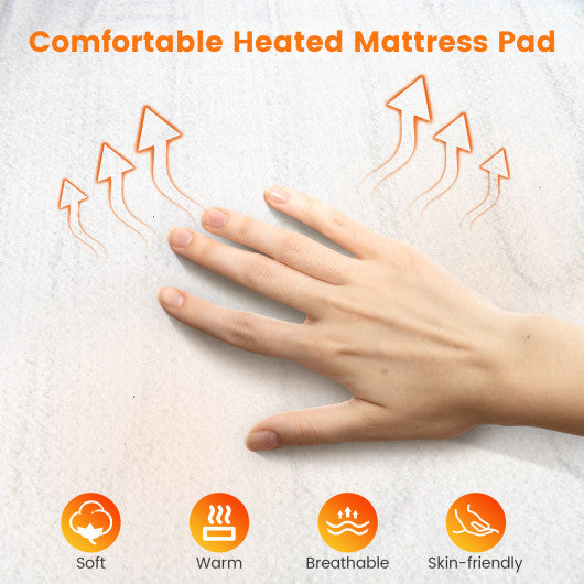 Safe Electric Heated Mattress Pad with 4 Size 8 Temperature 10-Hour Timer-Twin size