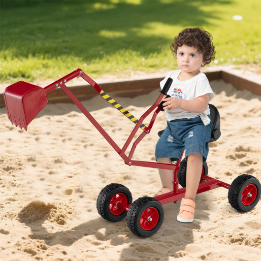 Sand Digger for Kids with 2-Handed Controls and Flexible Shovel-Red