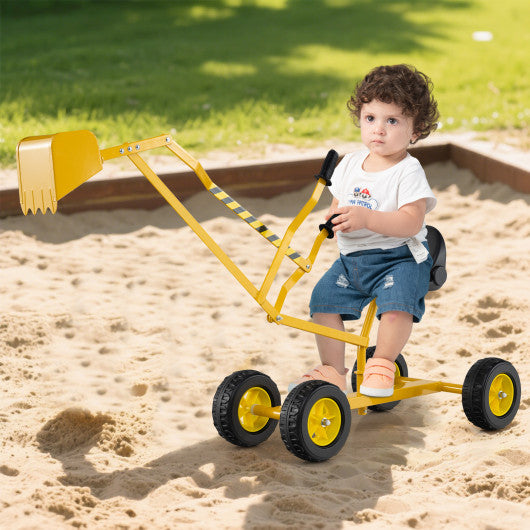 Sand Digger for Kids with 2-Handed Controls and Flexible Shovel-Yellow