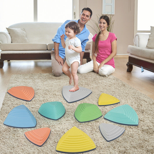 Set of 11 Stepping Stones for Kids Non-Slip Balance Stones with Storage Bag-Set of 11