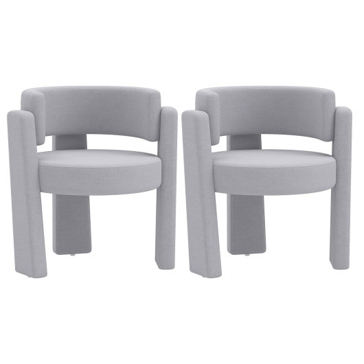 Set of 2 Comfy Upholstered Armchair Modern Velvet Barrel Accent Chair-Gray