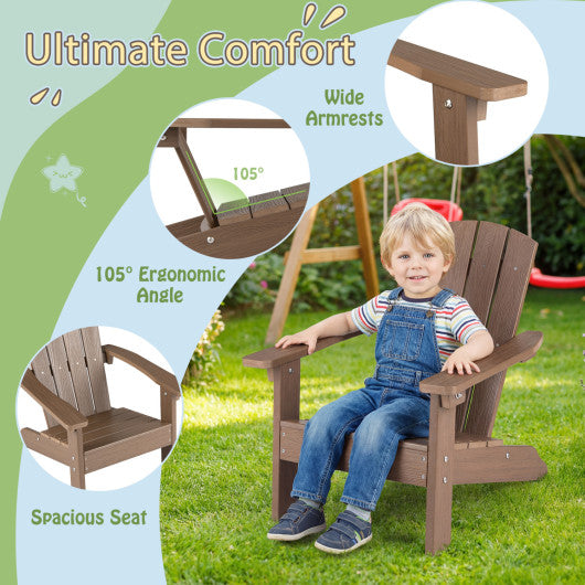 Set of 2 Kid's Adirondack Chair with with High Backrest and Armrests-Brown