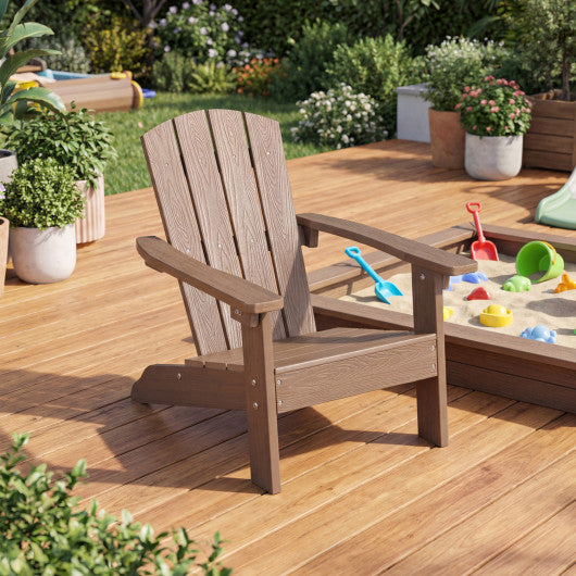 Set of 2 Kid's Adirondack Chair with with High Backrest and Armrests-Brown
