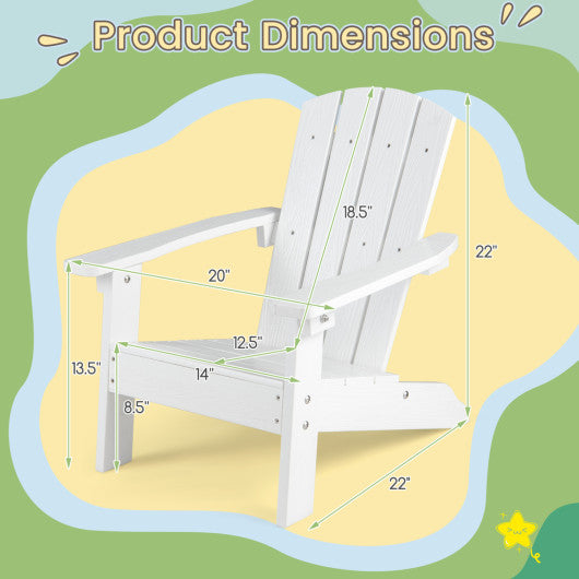 Set of 2 Kid's Adirondack Chair with with High Backrest and Armrests-White