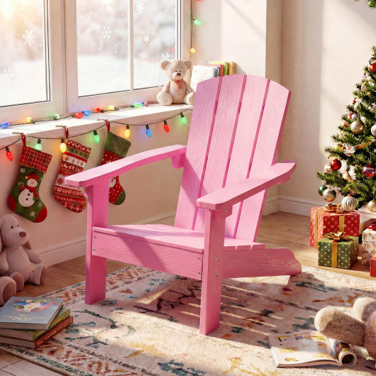 Set of 2 Kid's Adirondack Chair with with High Backrest and Armrests-Pink