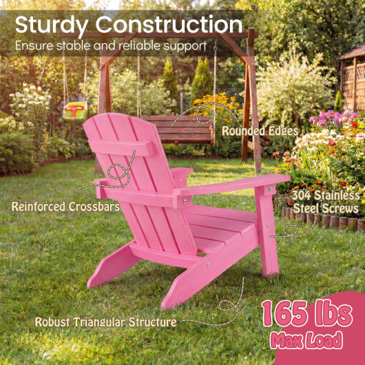 Set of 2 Kid's Adirondack Chair with with High Backrest and Armrests-Pink