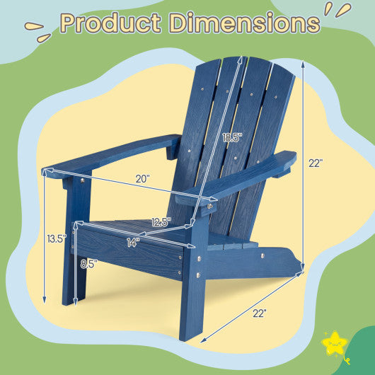 Set of 2 Kid's Adirondack Chair with with High Backrest and Armrests-Navy