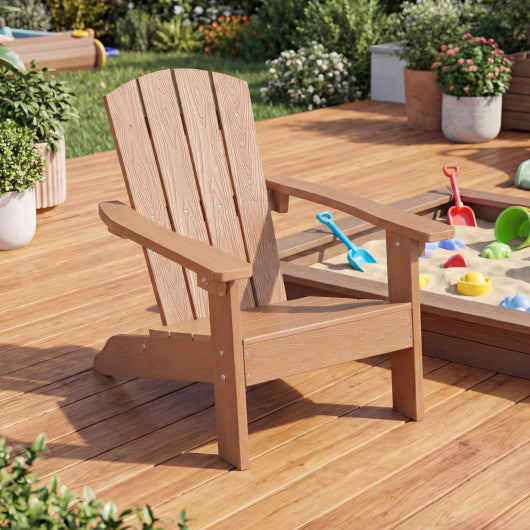 Set of 2 Kid's Adirondack Chair with with High Backrest and Armrests-Teak