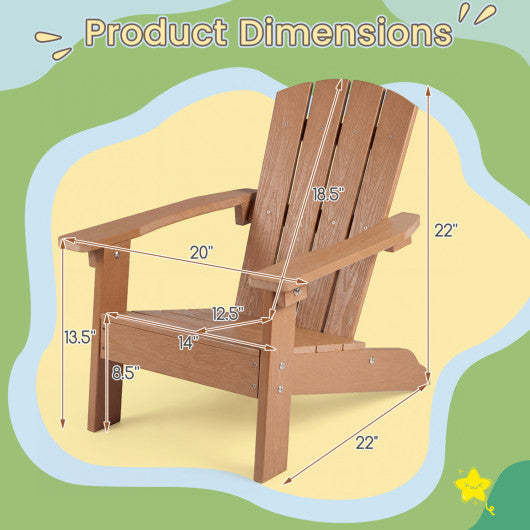 Set of 2 Kid's Adirondack Chair with with High Backrest and Armrests-Teak