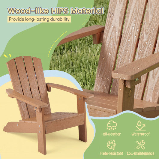 Set of 2 Kid's Adirondack Chair with with High Backrest and Armrests-Teak