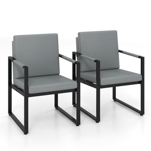 Set of 2 Mid Century Modern Single Sofa Chairs with Cushions-Gray