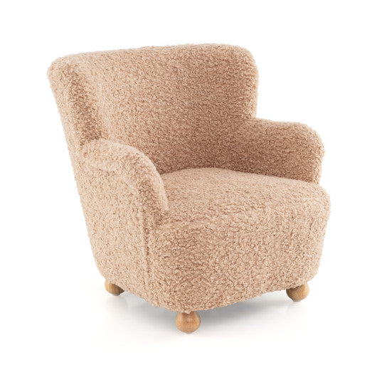 Sherpa Kids Sofa Comfy Toddler Armchair with Solid Rubber Wood Legs-Pink