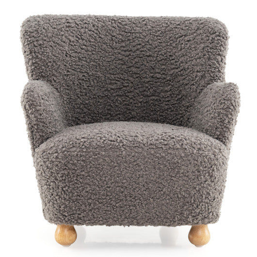 Sherpa Kids Sofa Comfy Toddler Armchair with Solid Rubber Wood Legs-Silver