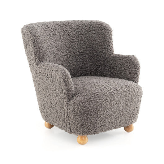 Sherpa Kids Sofa Comfy Toddler Armchair with Solid Rubber Wood Legs-Silver