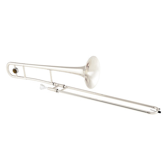 Slide Trombone for Beginners with Portable Case and Shoulder Strap-Silver
