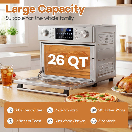 Stainless Steel Countertop Convection Oven with Bake-Silver