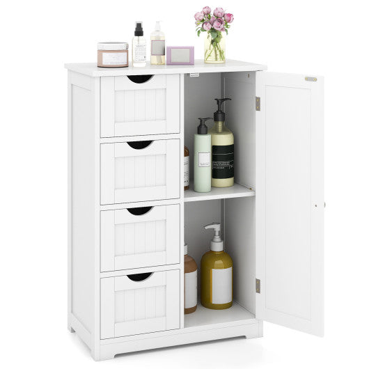 Standing Indoor Wooden Cabinet with 4 Drawers-White