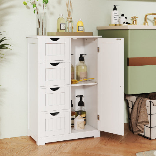 Standing Indoor Wooden Cabinet with 4 Drawers-White