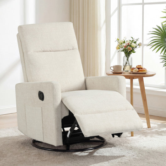 Swivel Rocking Chair 360¡ã Nursery Reclining Rocker Armchair with Cushioned Back-Beige