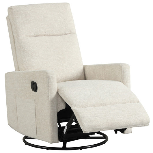 Swivel Rocking Chair 360¡ã Nursery Reclining Rocker Armchair with Cushioned Back-Beige
